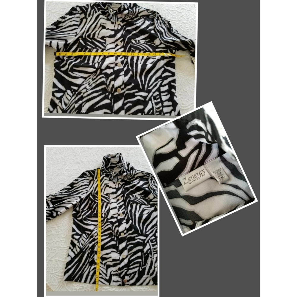 Chicos zebra Jacket snap front sz 1 Med windbreaker - Picture 7 of 8